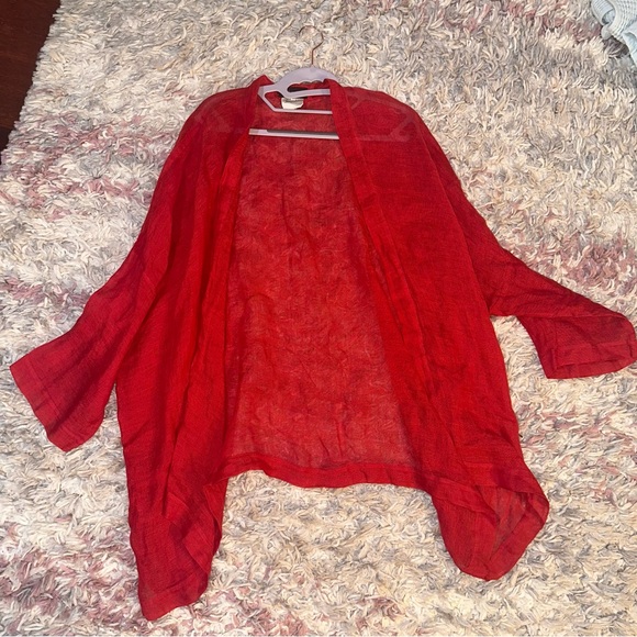 Eskandar red linen cardigan S
